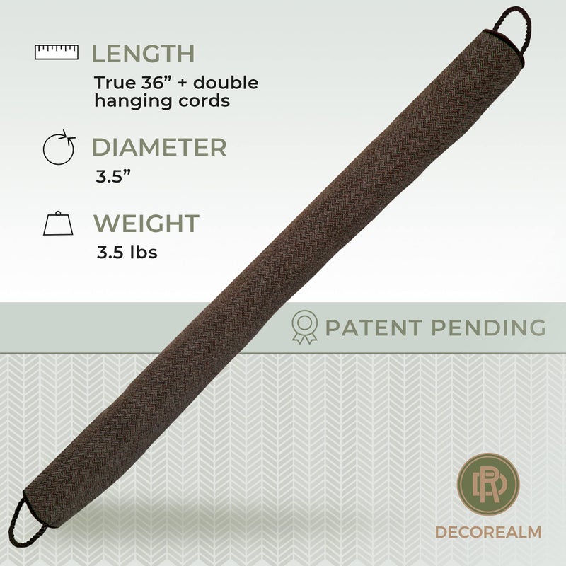 DECOREALM Under Door Draft Stopper and Blocker, Draft Guard for Doors and Windows, Decorative Fabric Cylinder Blocker Provides Weighted Door Insulation by DECOREALM (Brown, 36 Inches) - Image 5
